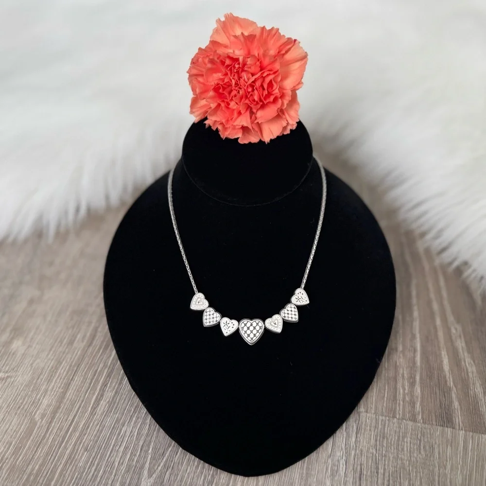 💓BRIGHTON “Enchanted Hearts” Reversible Sliding Hearts Necklace Retired Vintage - Picture 4 of 6